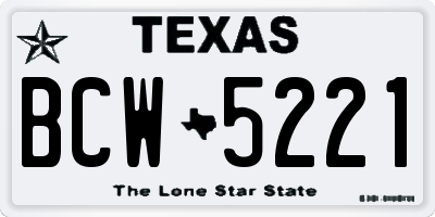 TX license plate BCW5221