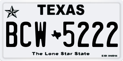 TX license plate BCW5222