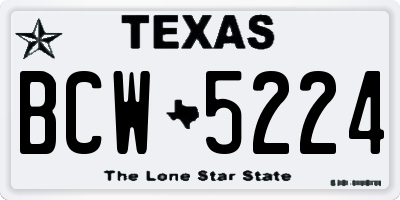 TX license plate BCW5224