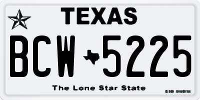 TX license plate BCW5225
