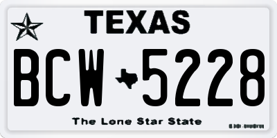 TX license plate BCW5228