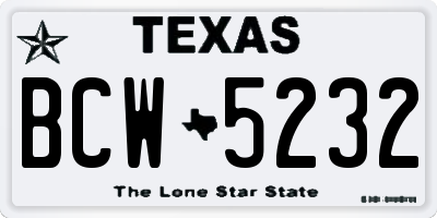 TX license plate BCW5232