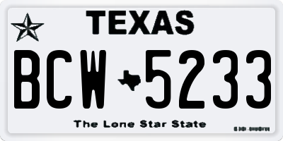 TX license plate BCW5233