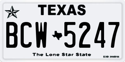 TX license plate BCW5247