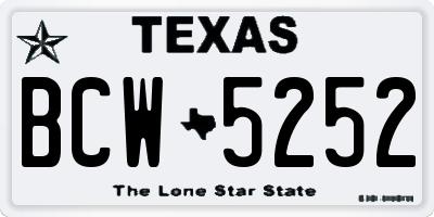TX license plate BCW5252