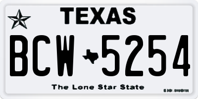 TX license plate BCW5254