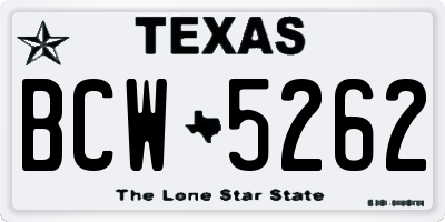 TX license plate BCW5262
