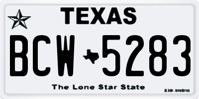 TX license plate BCW5283