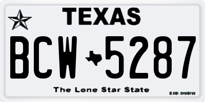 TX license plate BCW5287