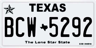 TX license plate BCW5292