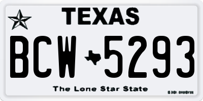 TX license plate BCW5293