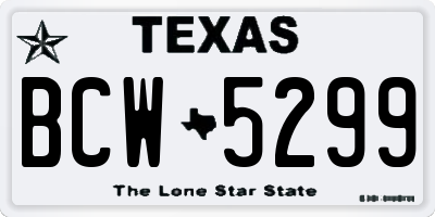 TX license plate BCW5299