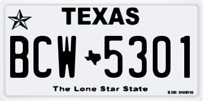 TX license plate BCW5301