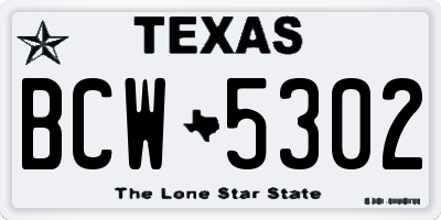 TX license plate BCW5302