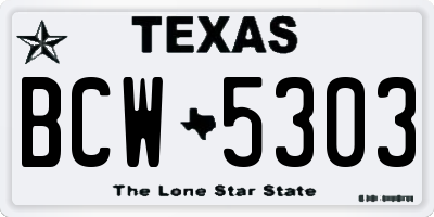 TX license plate BCW5303