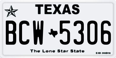 TX license plate BCW5306