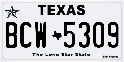 TX license plate BCW5309