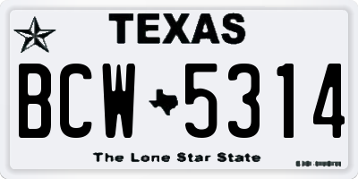 TX license plate BCW5314