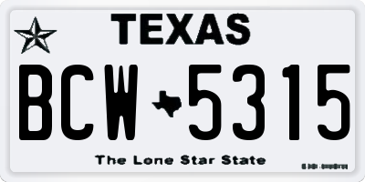 TX license plate BCW5315