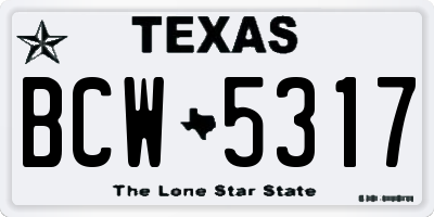 TX license plate BCW5317