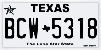 TX license plate BCW5318