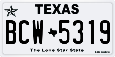 TX license plate BCW5319