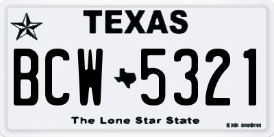 TX license plate BCW5321