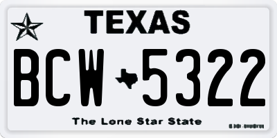 TX license plate BCW5322