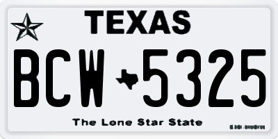 TX license plate BCW5325
