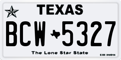 TX license plate BCW5327
