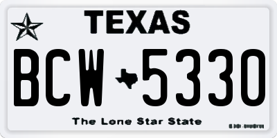 TX license plate BCW5330