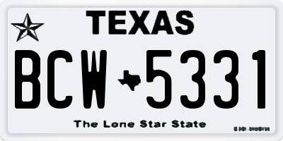 TX license plate BCW5331