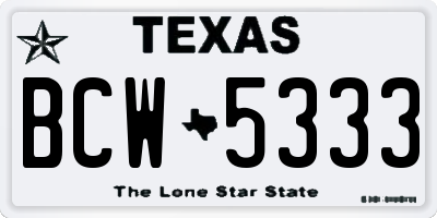 TX license plate BCW5333
