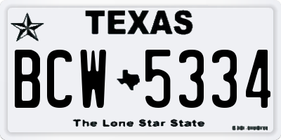 TX license plate BCW5334