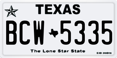 TX license plate BCW5335