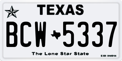 TX license plate BCW5337