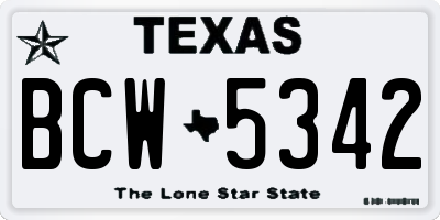 TX license plate BCW5342