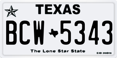 TX license plate BCW5343