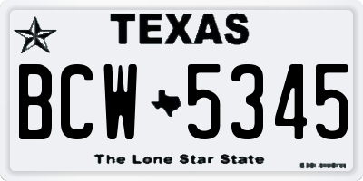 TX license plate BCW5345