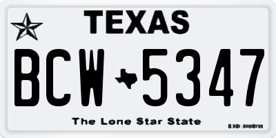 TX license plate BCW5347