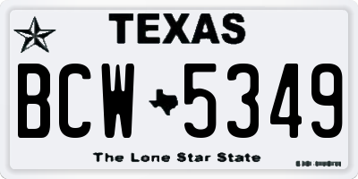 TX license plate BCW5349