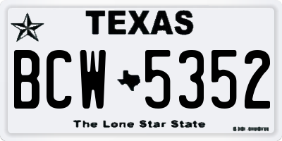 TX license plate BCW5352