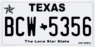 TX license plate BCW5356