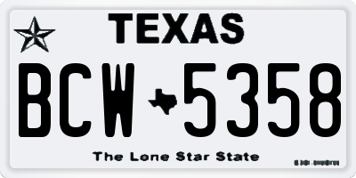 TX license plate BCW5358