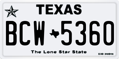 TX license plate BCW5360
