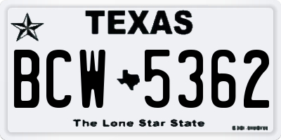TX license plate BCW5362
