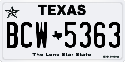 TX license plate BCW5363