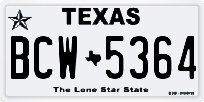 TX license plate BCW5364