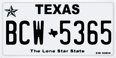TX license plate BCW5365