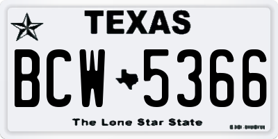 TX license plate BCW5366